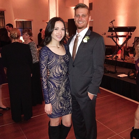 BCBGMaxAzria Dresses & Skirts - BCBGMaxAzria Blue & Nude Lace LS Dress